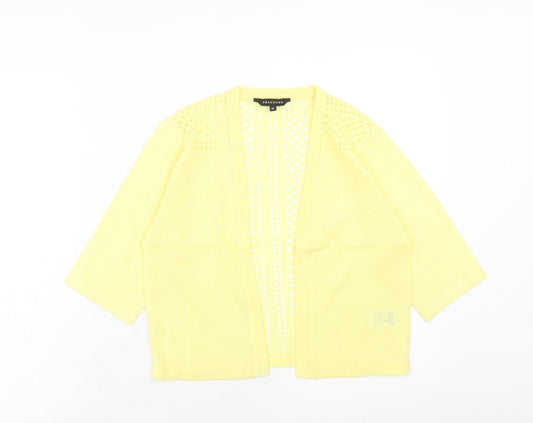 Peacocks Womens Yellow V-Neck Acrylic Cardigan Jumper Size 10