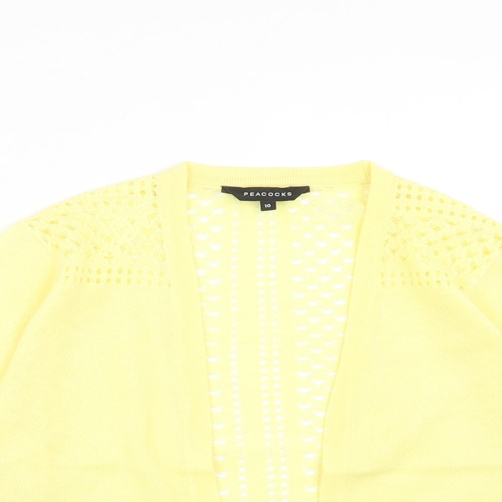Peacocks Womens Yellow V-Neck Acrylic Cardigan Jumper Size 10