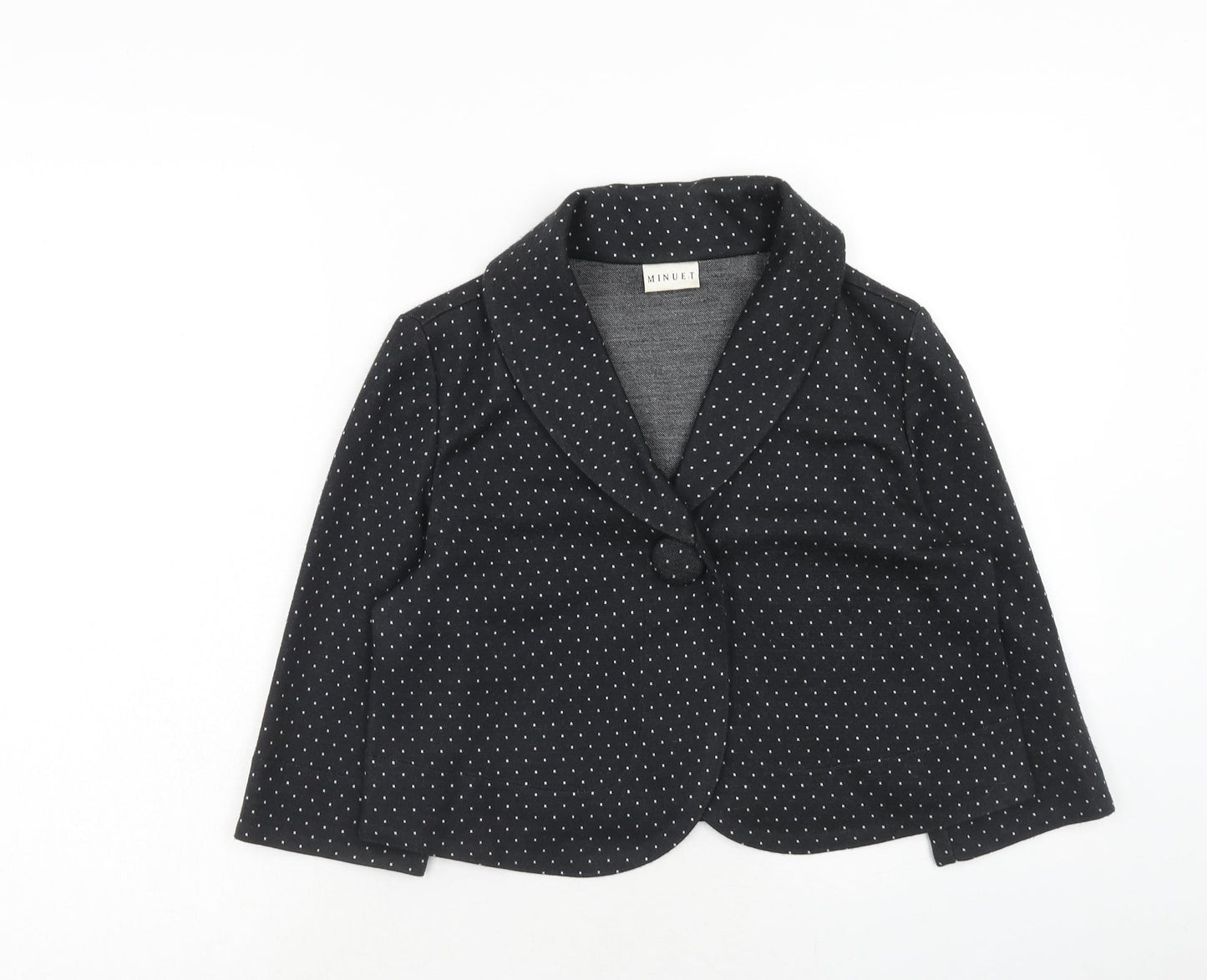 Minuet Womens Black Acrylic Jacket Blazer Size 14 Button