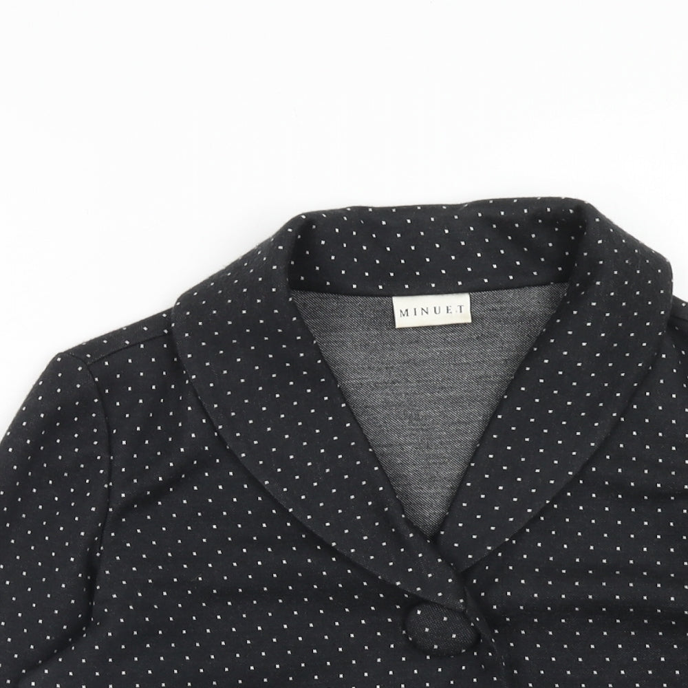 Minuet Womens Black Acrylic Jacket Blazer Size 14 Button