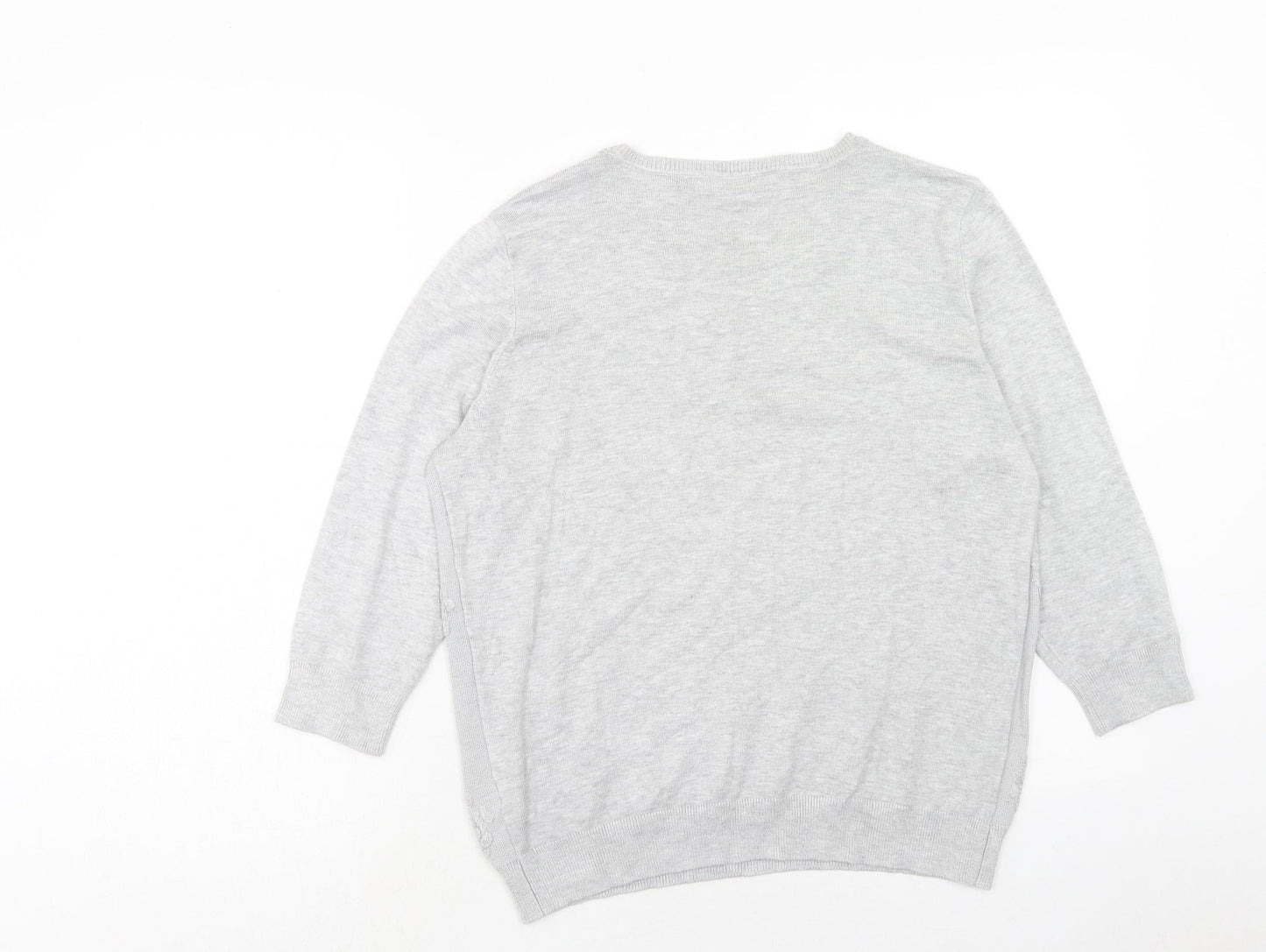 Dorothy Perkins Womens Grey Round Neck Floral Viscose Pullover Jumper Size 16