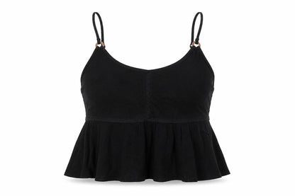 ASOS Womens Black Viscose Cropped Tank Size 12 Round Neck
