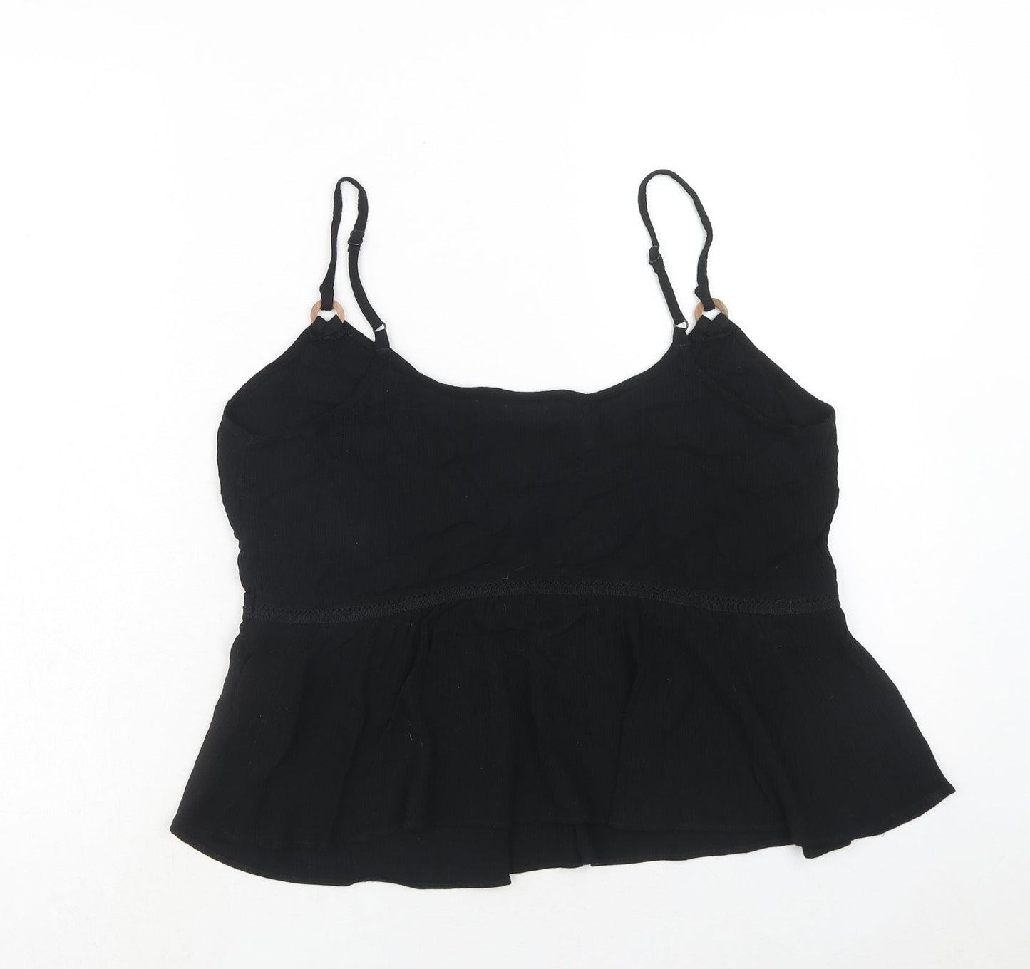 ASOS Womens Black Viscose Cropped Tank Size 12 Round Neck
