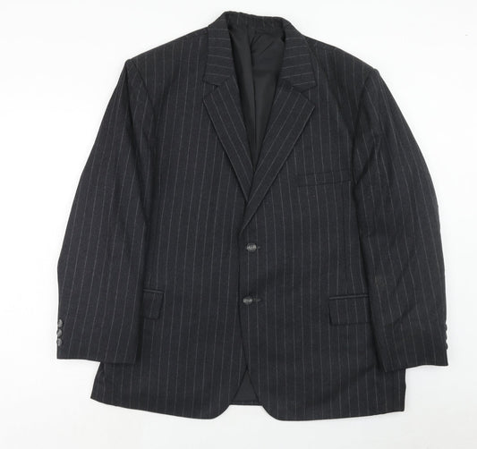 stagewear Mens Grey Striped Polyester Jacket Blazer Size 46 Regular