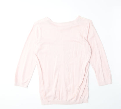 BHS Womens Pink Round Neck Cotton Pullover Jumper Size 10