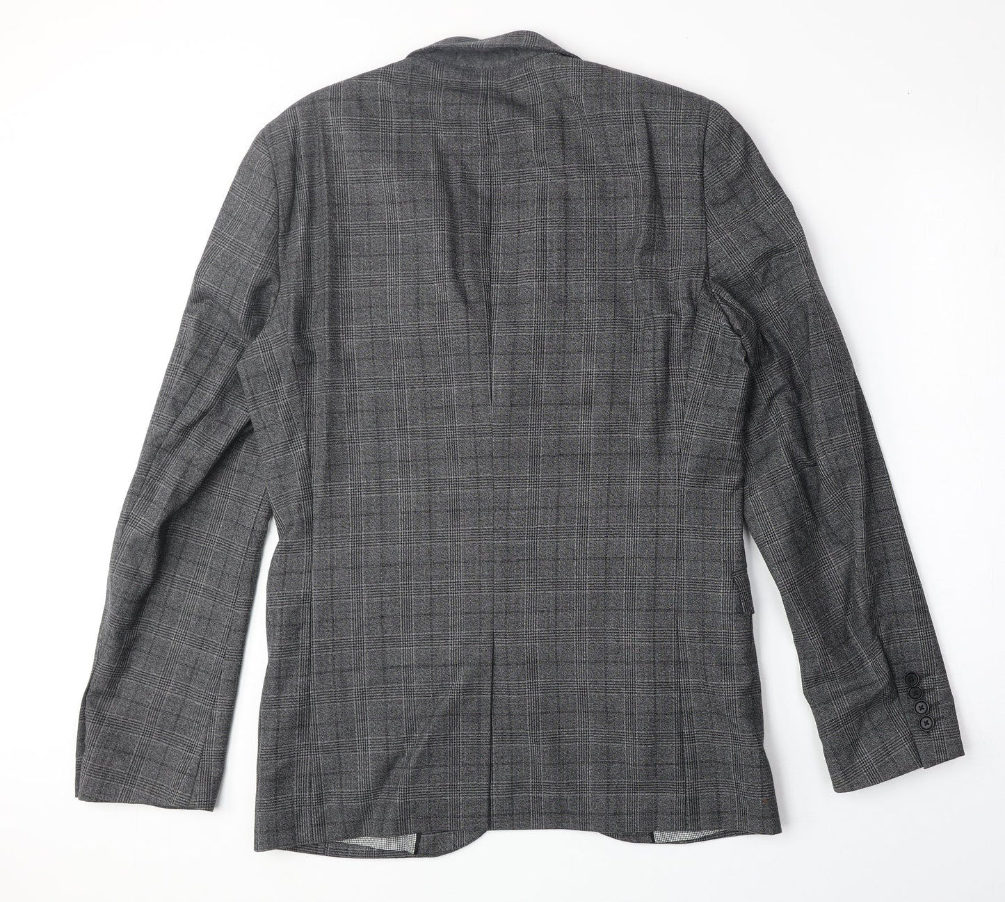 NEXT Mens Grey Plaid Polyester Jacket Suit Jacket Size 38 Regular