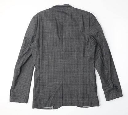 Next Mens Grey Plaid Polyester Jacket Suit Jacket Size 38 Regular