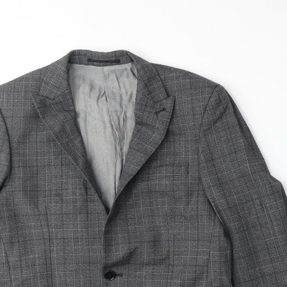 Next Mens Grey Plaid Polyester Jacket Suit Jacket Size 38 Regular