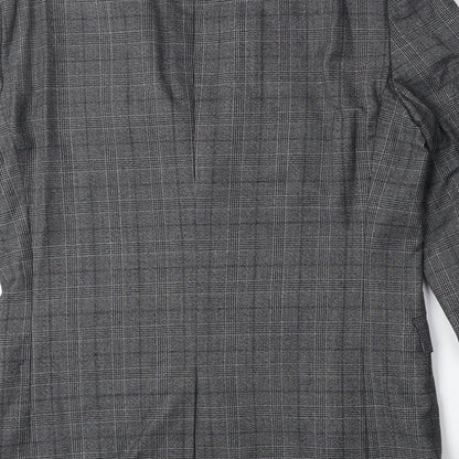 Next Mens Grey Plaid Polyester Jacket Suit Jacket Size 38 Regular