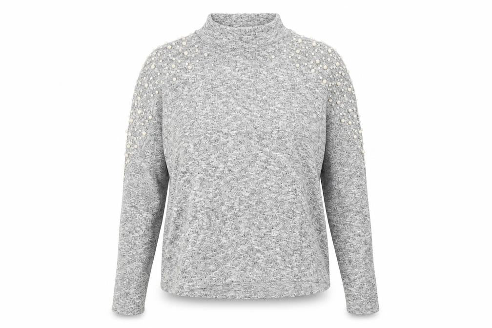 H&M Womens Grey Mock Neck Polyester Pullover Jumper Size S