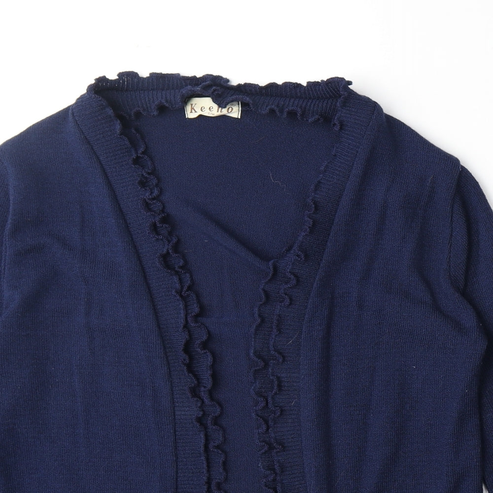 Keeno Womens Beige V-Neck Acrylic Cardigan Jumper Size S