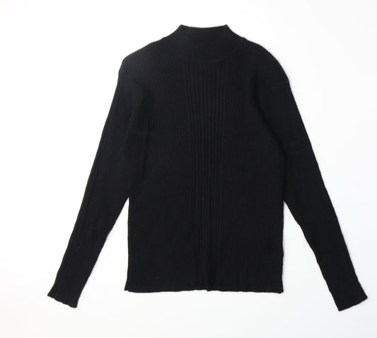 At El Womens Black High Neck Acrylic Pullover Jumper Size L