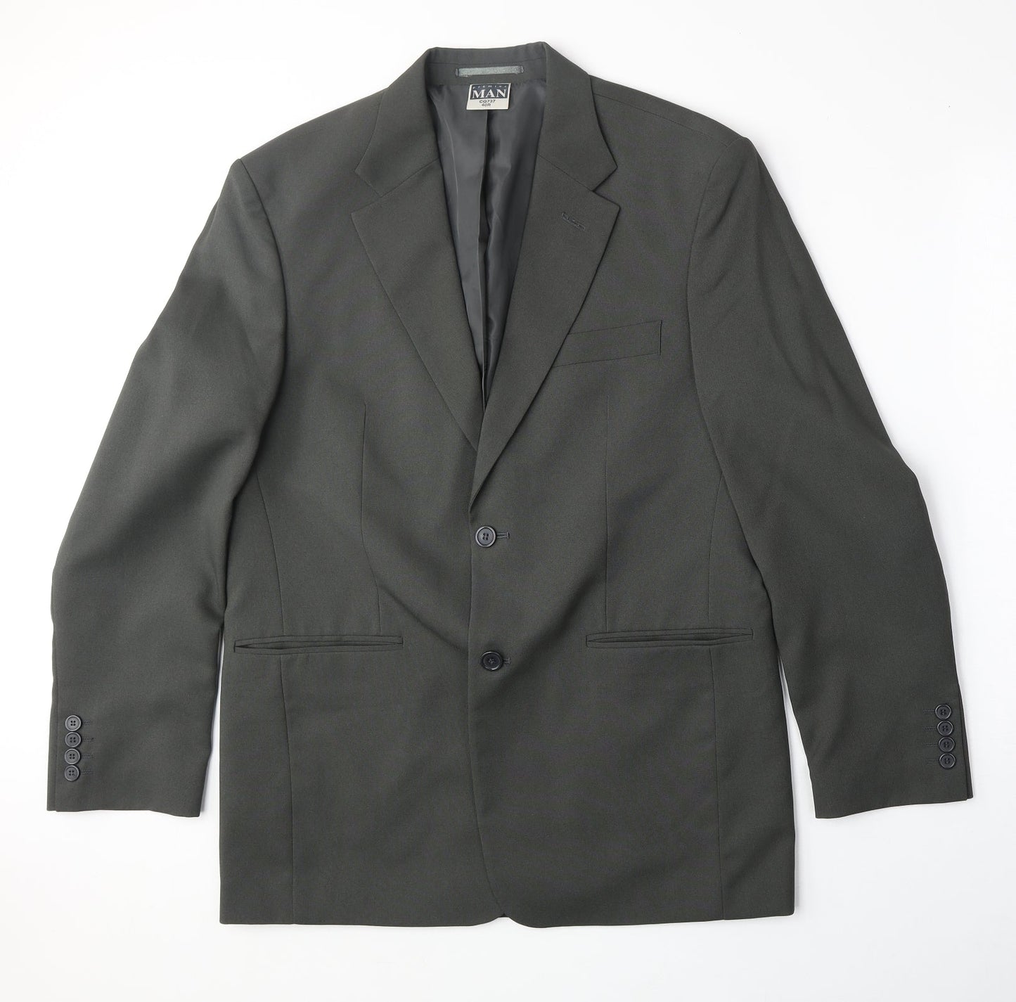 Premier Man Mens Grey Polyester Jacket Suit Jacket Size 40 Regular
