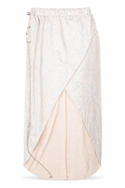 River Island Womens Pink Herringbone Polyester A-Line Skirt Size 8 - Chain Belt Included