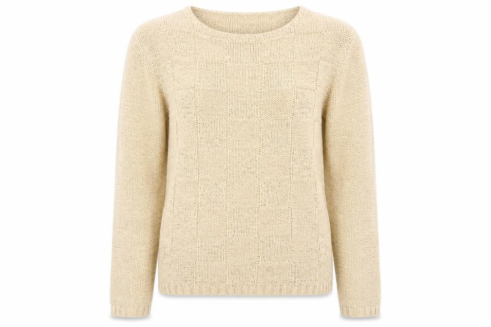 City Trends Womens Beige Round Neck Acrylic Pullover Jumper Size M
