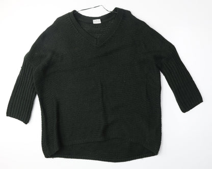Noisy May Womens Green V-Neck Acrylic Pullover Jumper Size M