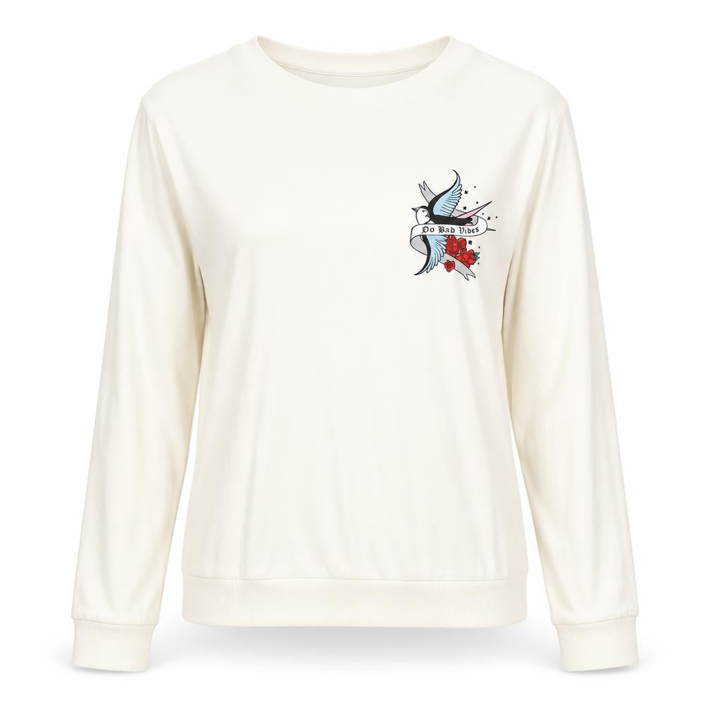 H&M Womens Beige 100% Cotton Pullover Sweatshirt Size S Pullover - No Bad Vibes