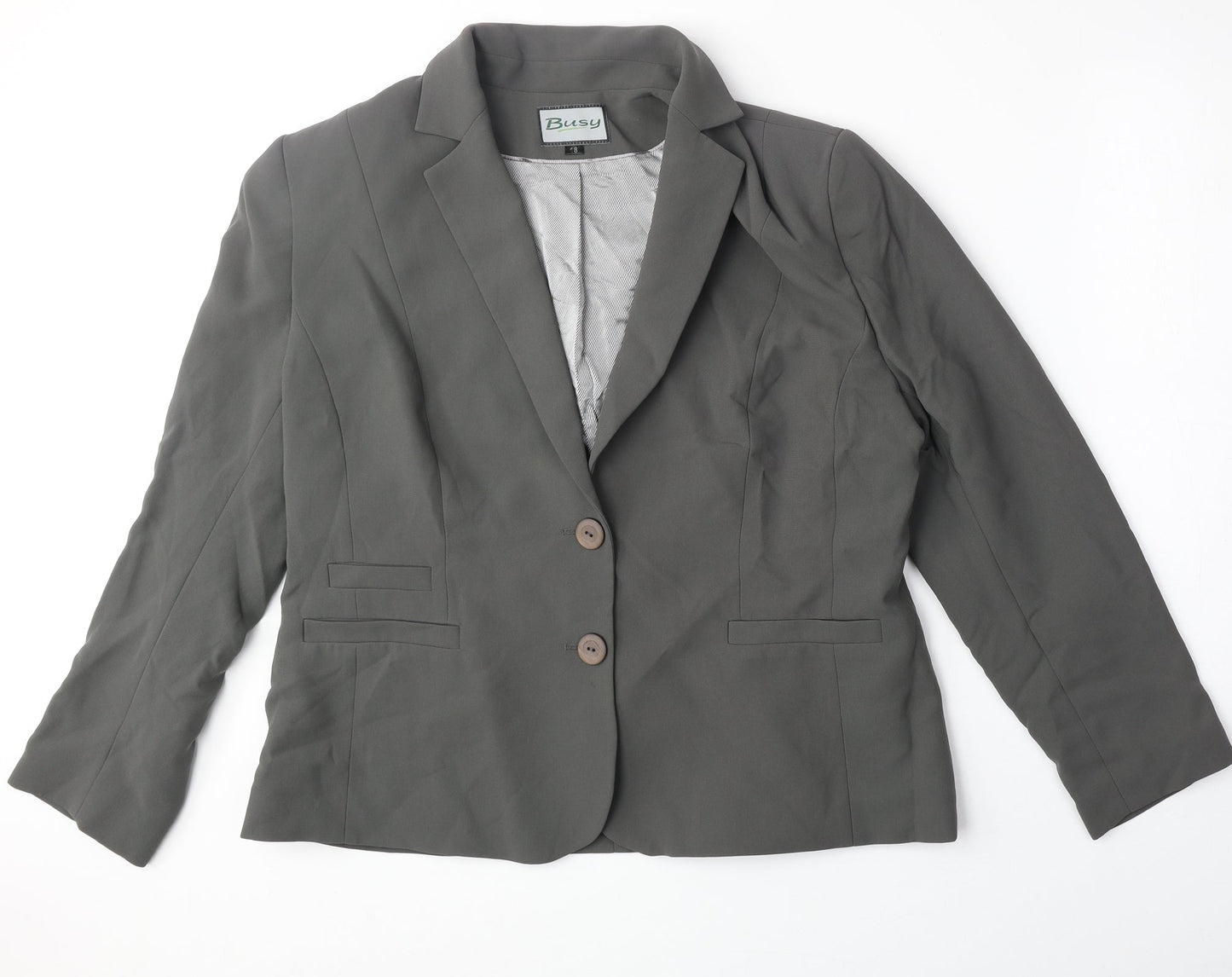 Busy Womens Grey Polyester Jacket Suit Jacket Size 18