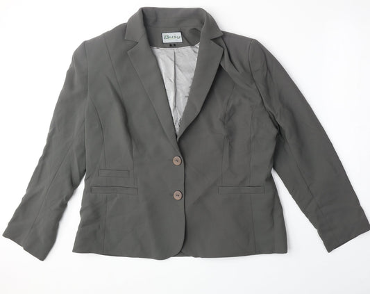 Busy Womens Grey Polyester Jacket Suit Jacket Size 18