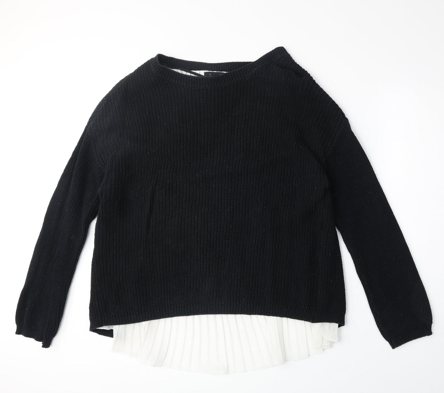 Atmosphere Womens Black Round Neck Cotton Pullover Jumper Size 16