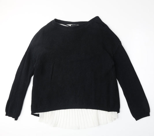 Atmosphere Womens Black Round Neck Cotton Pullover Jumper Size 16