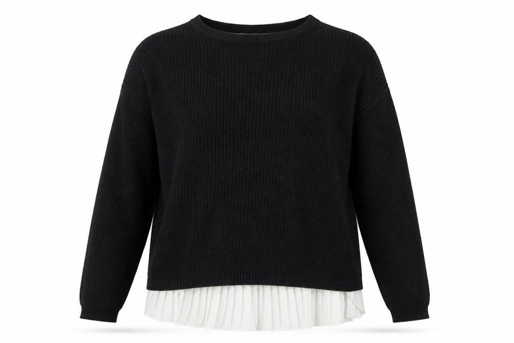 Atmosphere Womens Black Round Neck Cotton Pullover Jumper Size 16