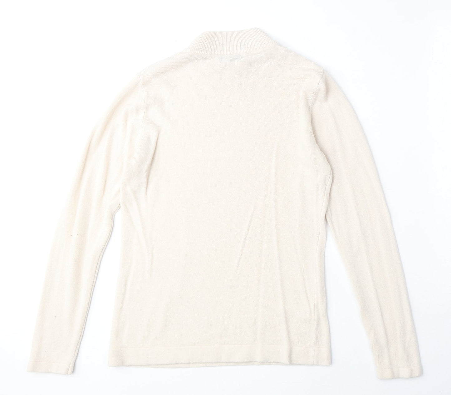 Soon Womens Beige Round Neck Acrylic Pullover Jumper Size 12