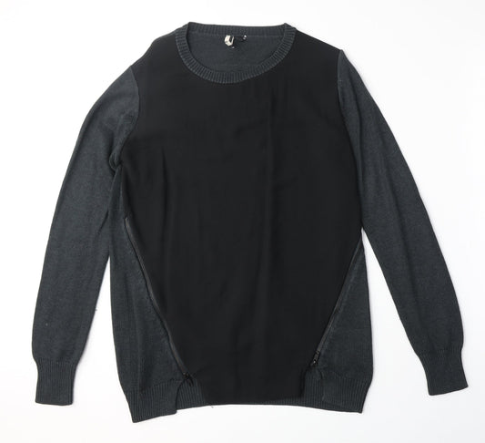 Topshop Womens Black Round Neck Acrylic Pullover Jumper Size 8