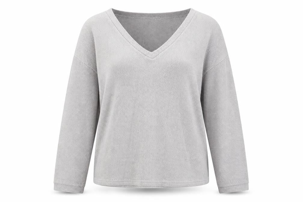 Preworn Womens Grey V-Neck Polyester Pullover Jumper Size S