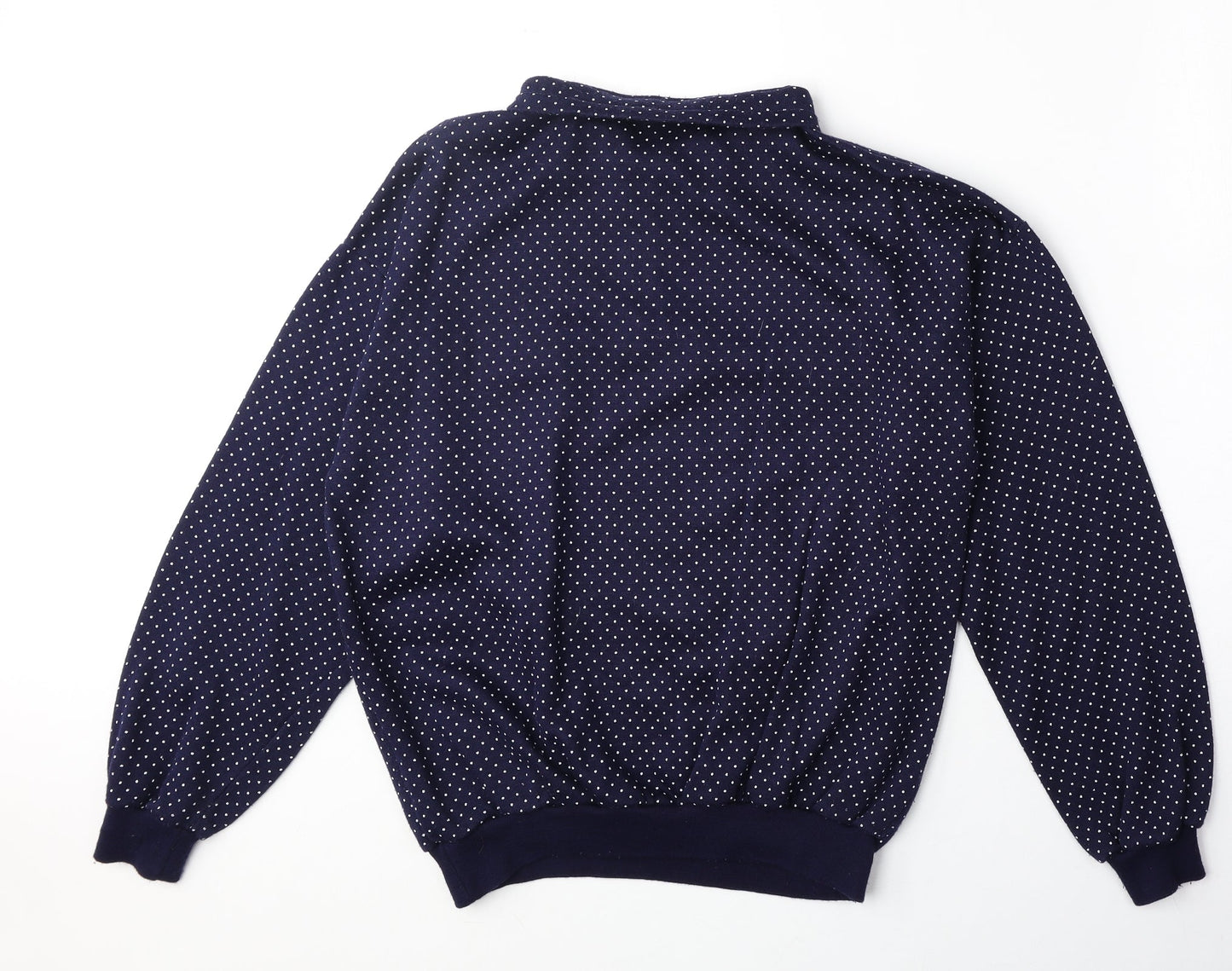 Le Charade Womens Black Polka Dot Cotton Pullover Sweatshirt Size L Zip