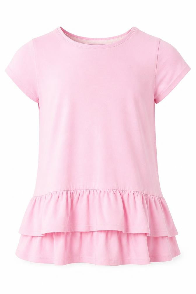 Cynthia Rowley Girls Pink Polyester Basic T-Shirt Size 7-8 Years Round Neck Pullover