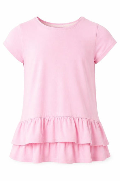 Cynthia Rowley Girls Pink Polyester Basic T-Shirt Size 7-8 Years Round Neck Pullover