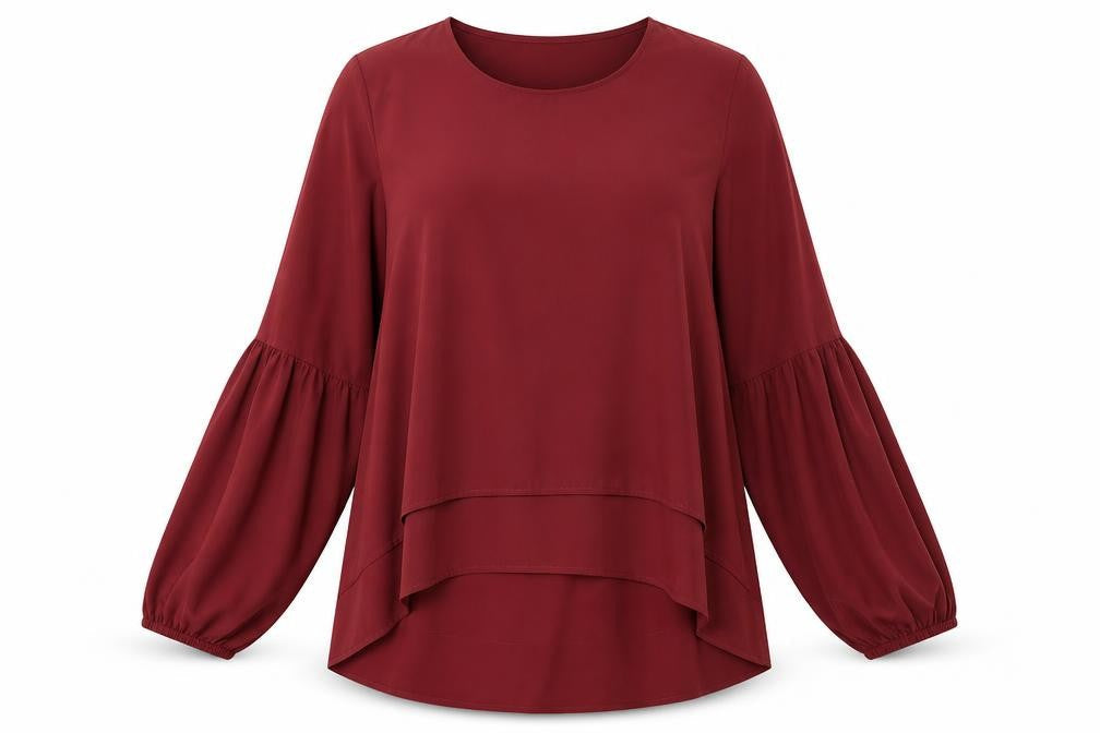 Zanzea Womens Red Polyester Basic Blouse Size XL Round Neck