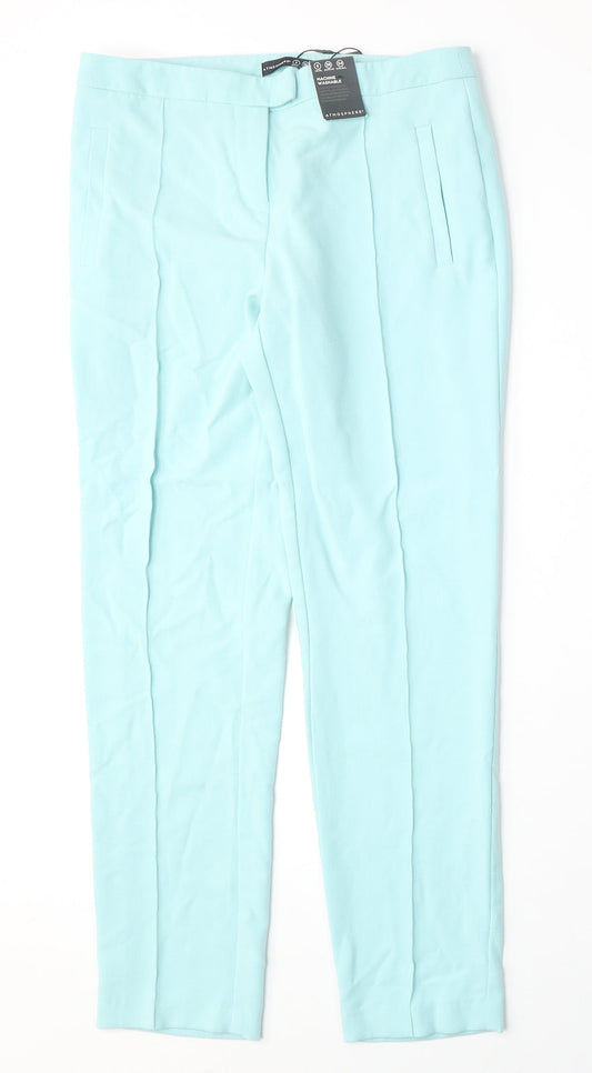 Atmosphere Womens Blue Polyester Trousers Size 8 Regular Zip