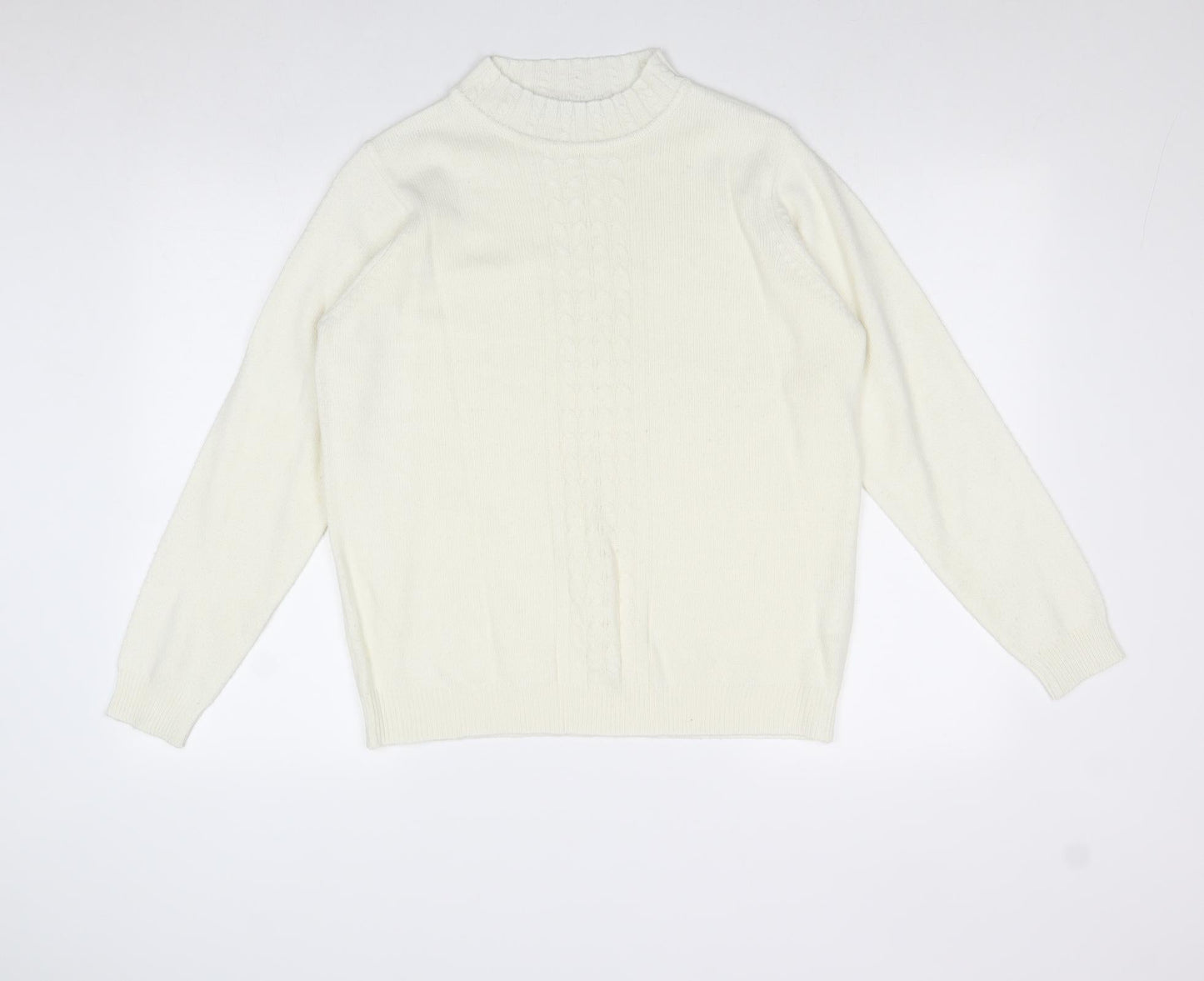EWM Womens Ivory Round Neck Acrylic Pullover Jumper Size M