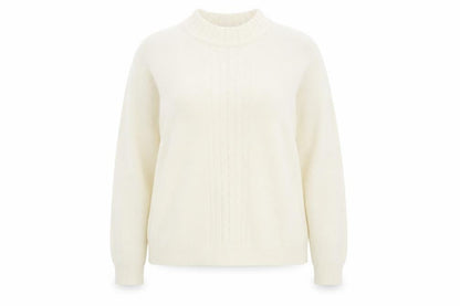 EWM Womens Ivory Round Neck Acrylic Pullover Jumper Size M
