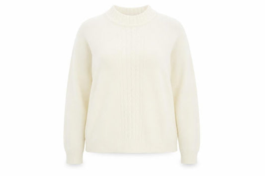 EWM Womens Ivory Round Neck Acrylic Pullover Jumper Size M