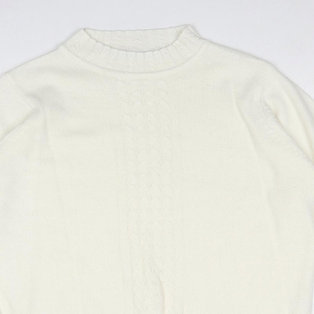EWM Womens Ivory Round Neck Acrylic Pullover Jumper Size M