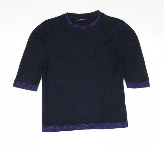 Marks and Spencer Womens Blue Round Neck Viscose Pullover Jumper Size 10