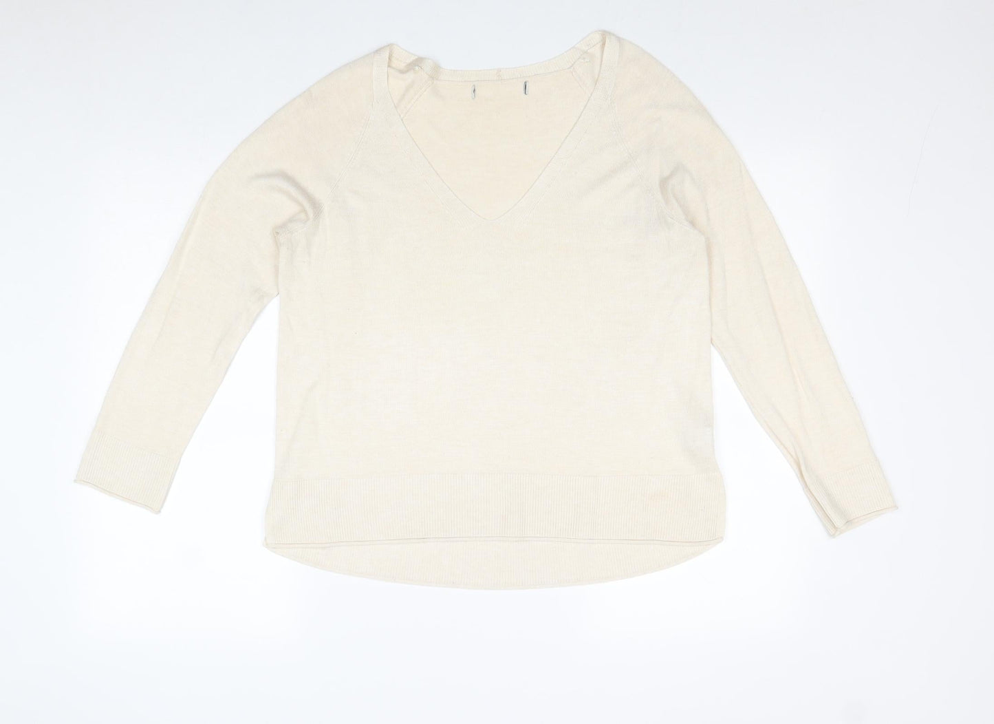 Zara Womens Beige V-Neck Polyester Pullover Jumper Size L