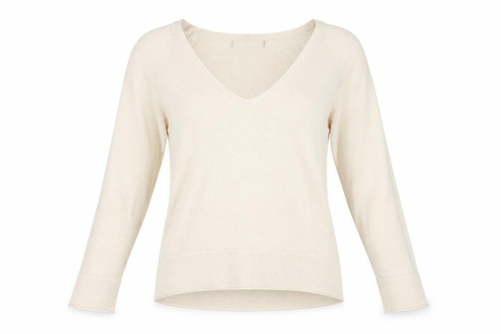 Zara Womens Beige V-Neck Polyester Pullover Jumper Size L