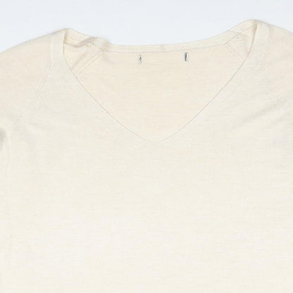 Zara Womens Beige V-Neck Polyester Pullover Jumper Size L