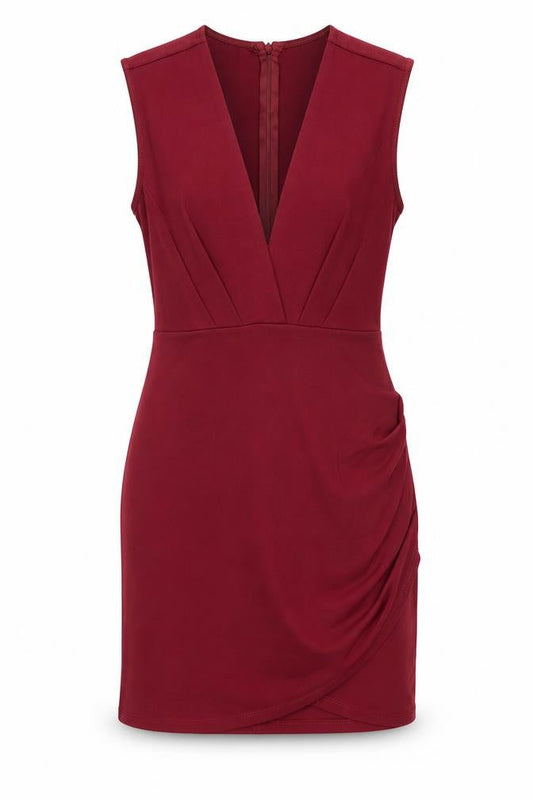 A'GACI Womens Red Nylon Shift Size L V-Neck Zip
