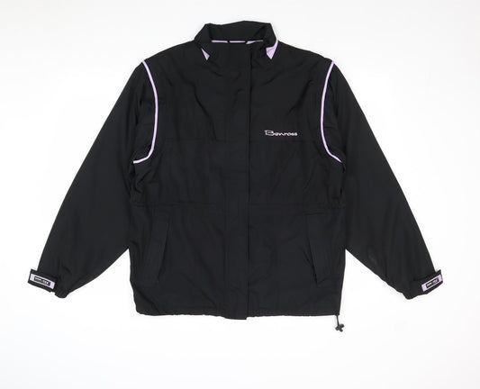 Benross Womens Black Windbreaker Jacket Size 12 Zip