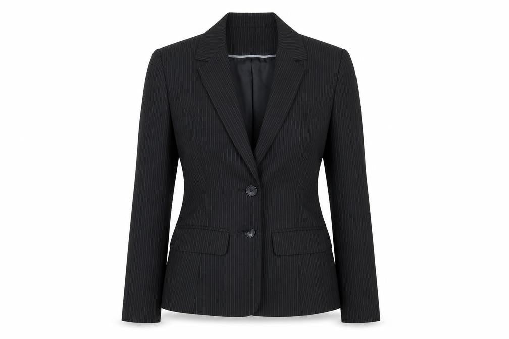 Papaya Womens Black Striped Polyester Jacket Suit Jacket Size 10