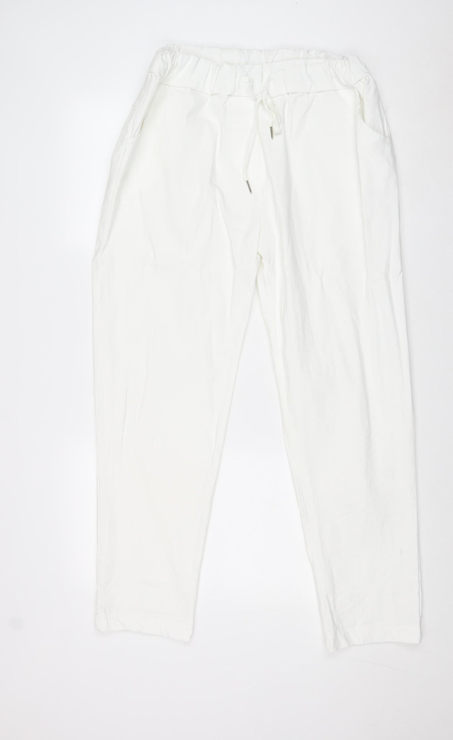 Preworn Womens White Viscose Trousers Size 3XL Regular Drawstring