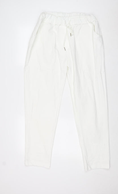 Preworn Womens White Viscose Trousers Size 3XL Regular Drawstring