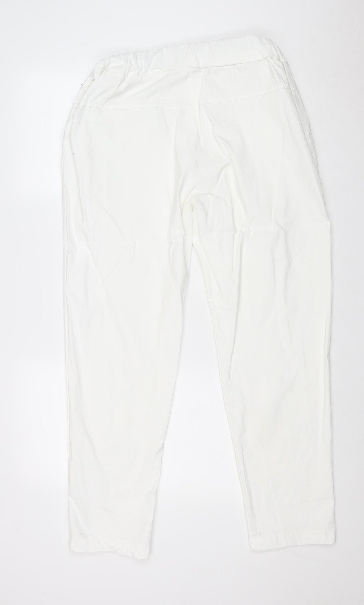 Preworn Womens White Viscose Trousers Size 3XL Regular Drawstring