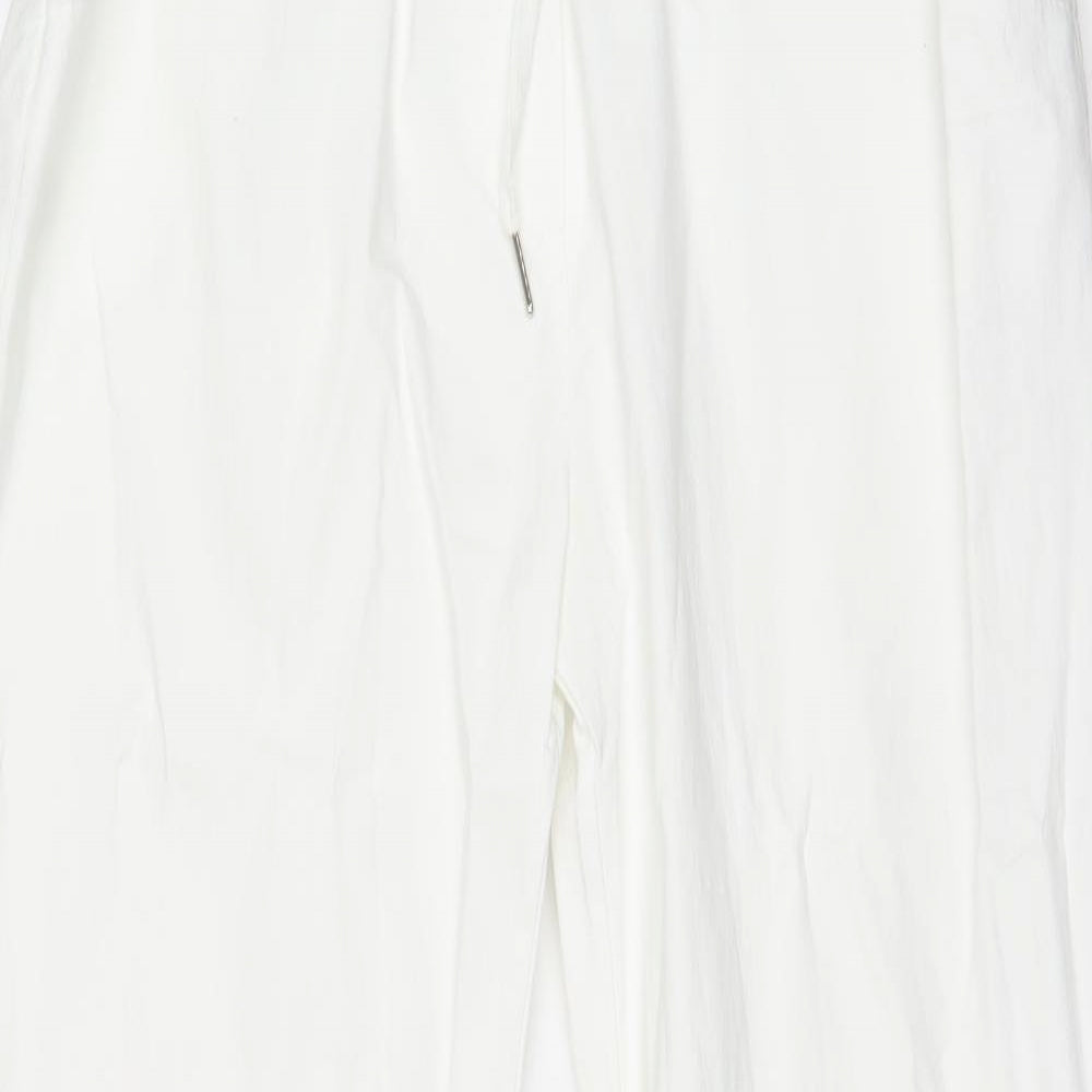 Preworn Womens White Viscose Trousers Size 3XL Regular Drawstring