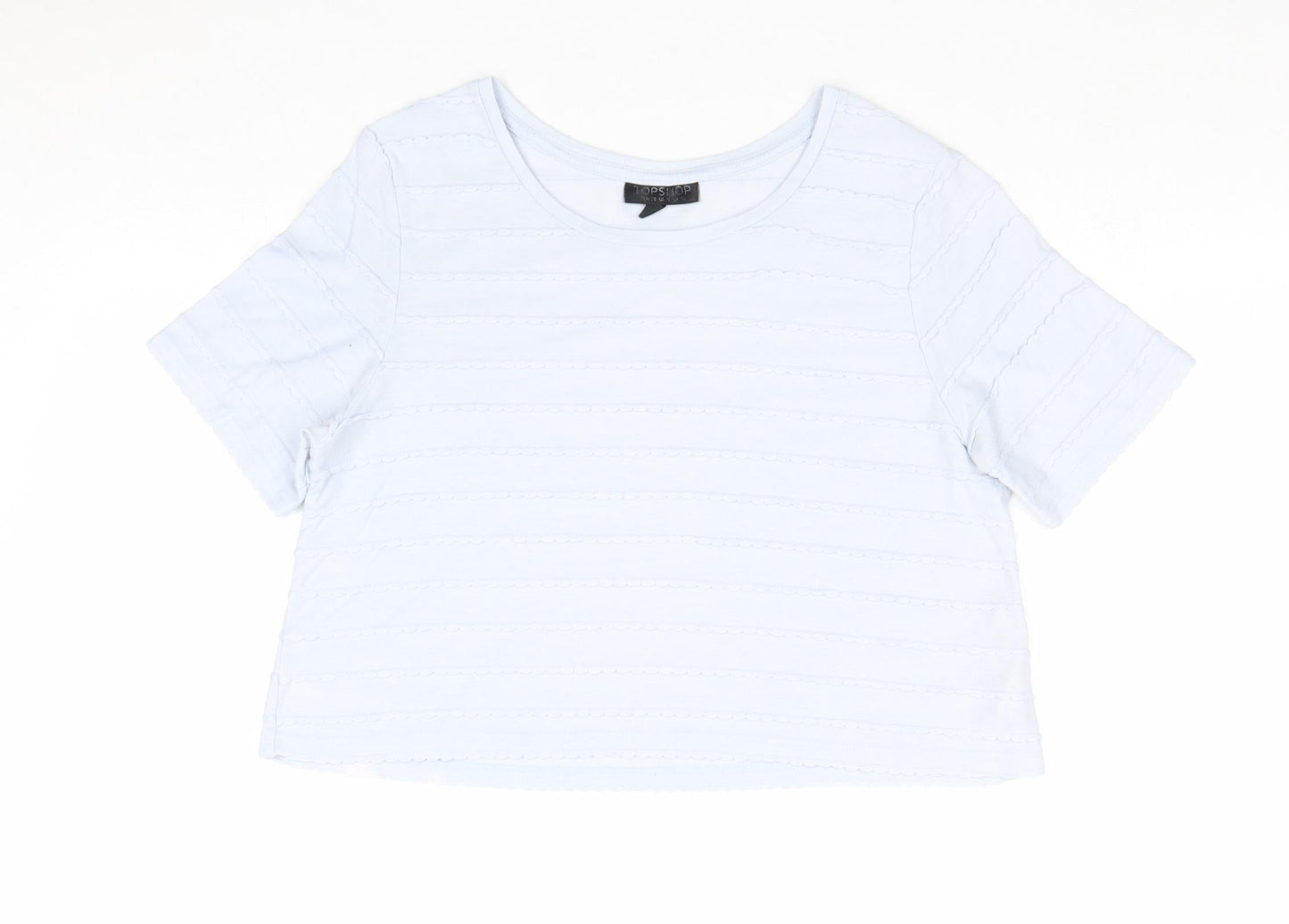 Topshop Womens Blue Polyester Basic T-Shirt Size 10 Round Neck